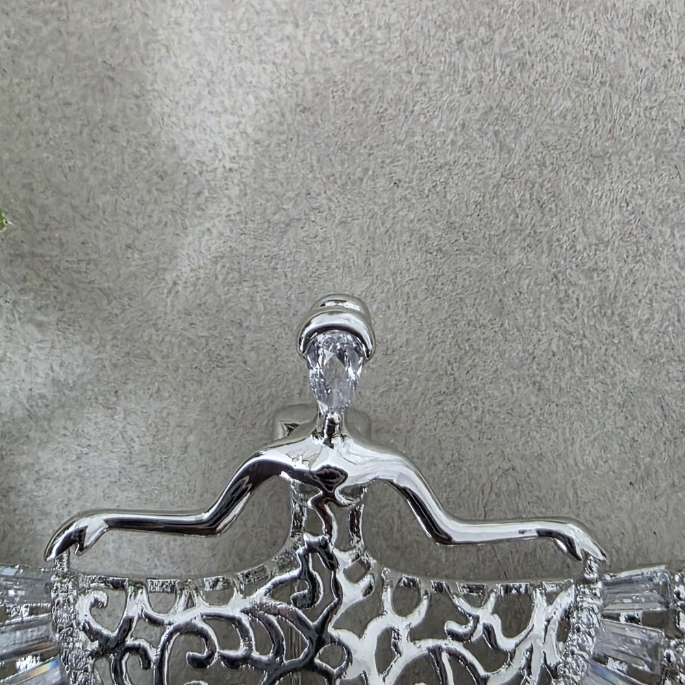 Silver Rhodium Ballerina Brooch Pin - Picture 4 of 7